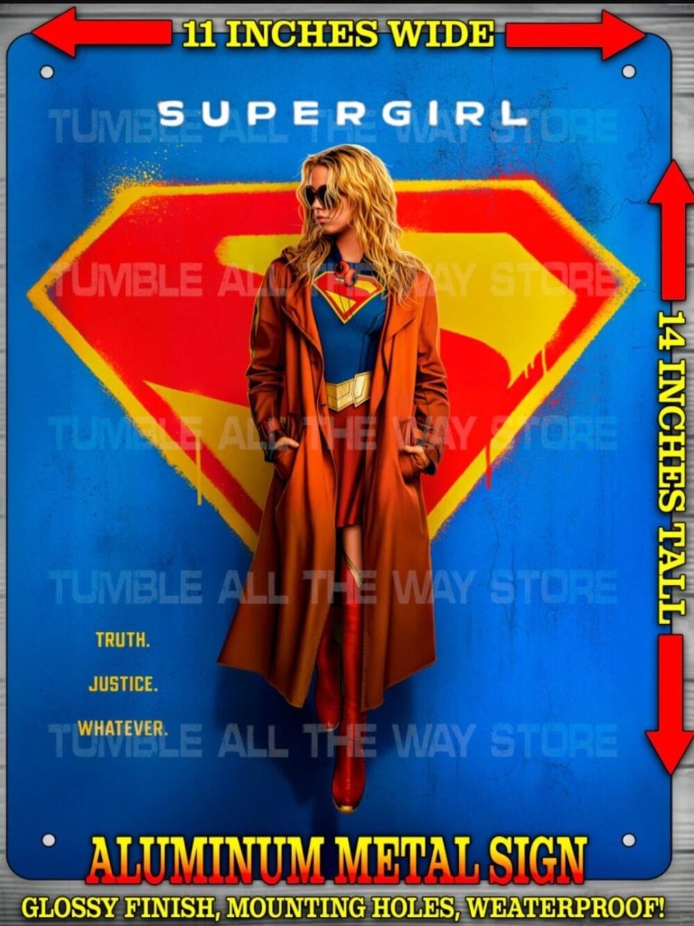Sexy Supergirl Milly Alcock Superhero Movie Metal Sign Wall Art 14" x 11"